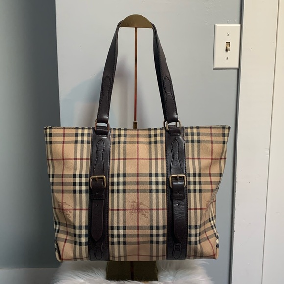 ❌SOLD❌Authentic Burberry large canvas and leather tote w free insert shaper - Picture 3 of 17